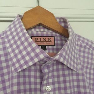 Thomas Pink Slim Fit  Check Dress Shirt 16 1/2